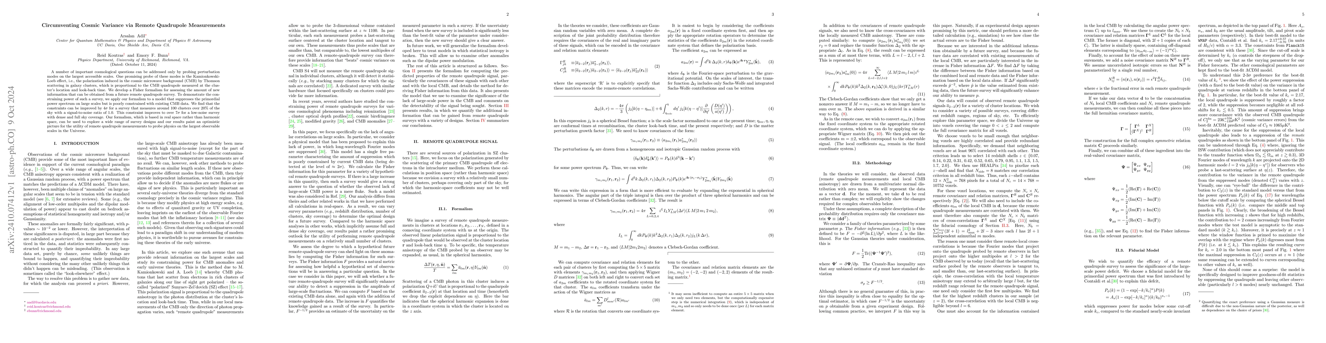 Thumbnail for Circumventing Cosmic Variance via Remote Quadrupole Measurements