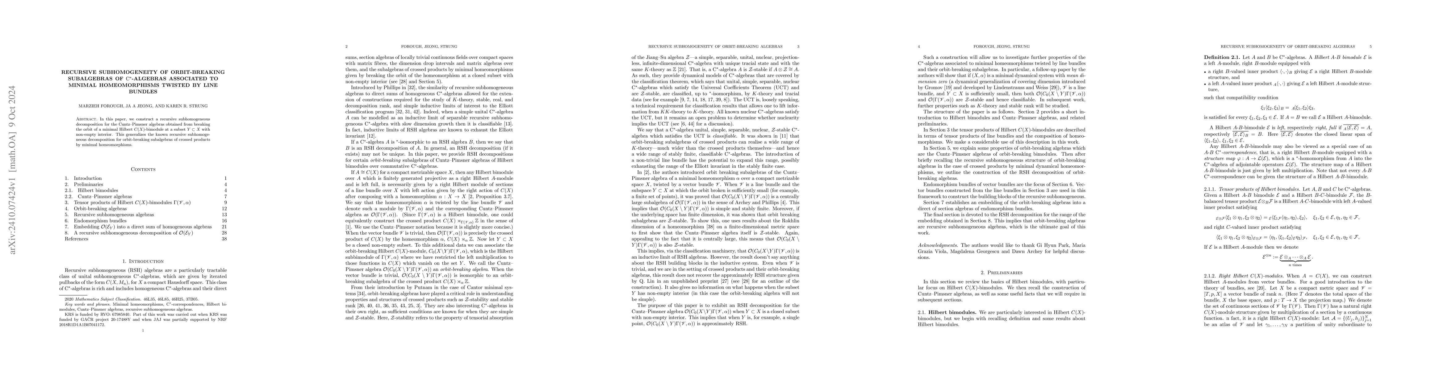 Thumbnail for Recursive subhomogeneity of orbit-breaking subalgebras of
  $\mathrm{C}^*$-algebras associated to minimal homeomorphisms twisted by line
  bundles