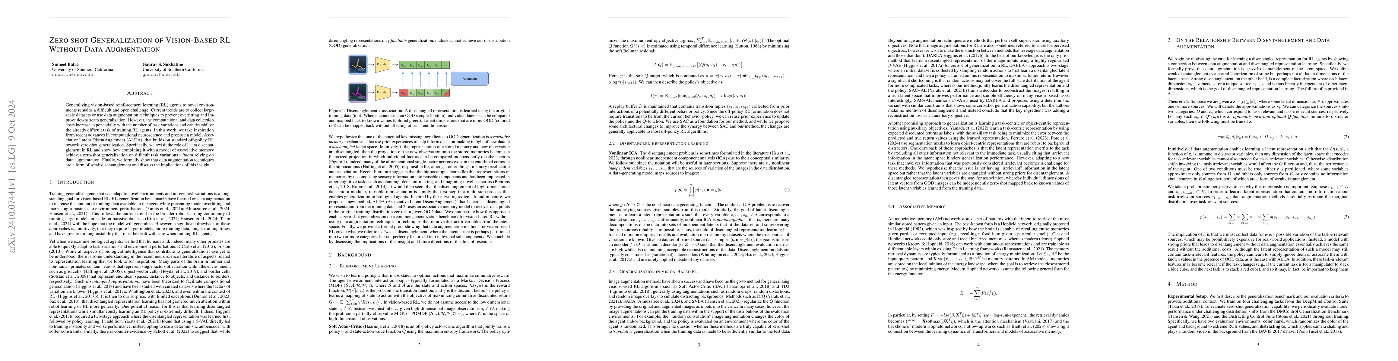 Thumbnail for Zero-Shot Generalization of Vision-Based RL Without Data Augmentation
