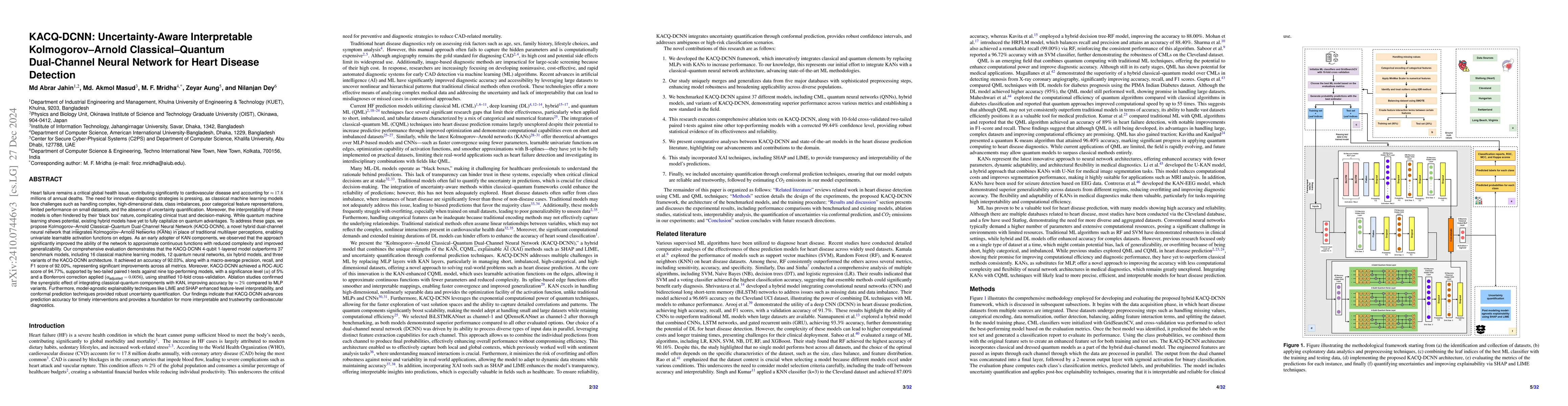 Thumbnail for KACQ-DCNN: Uncertainty-Aware Interpretable Kolmogorov-Arnold
  Classical-Quantum Dual-Channel Neural Network for Heart Disease Detection