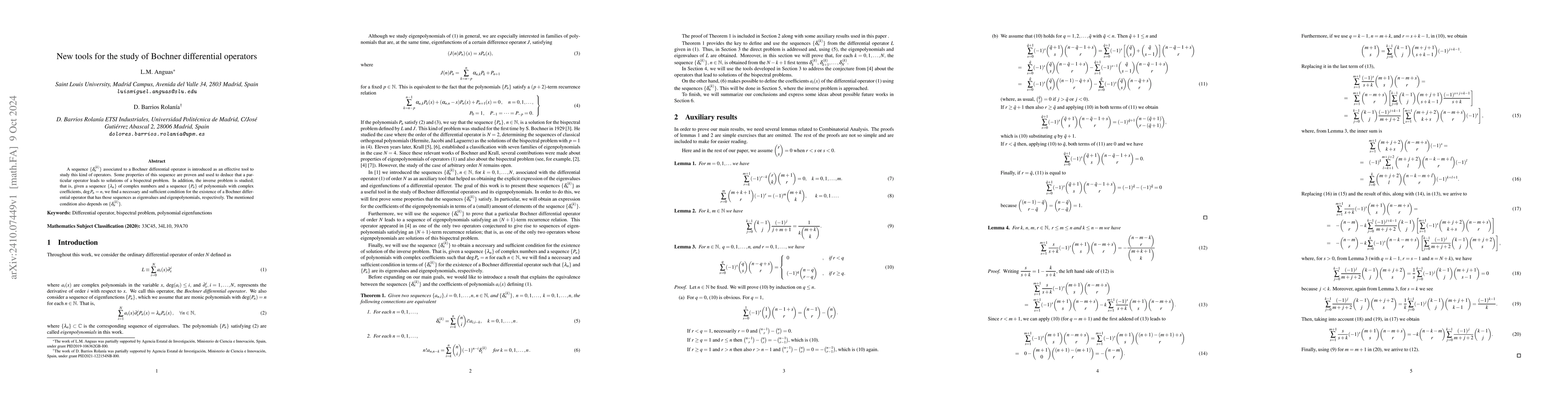 Thumbnail for New tools for the study of Bochner differential operators