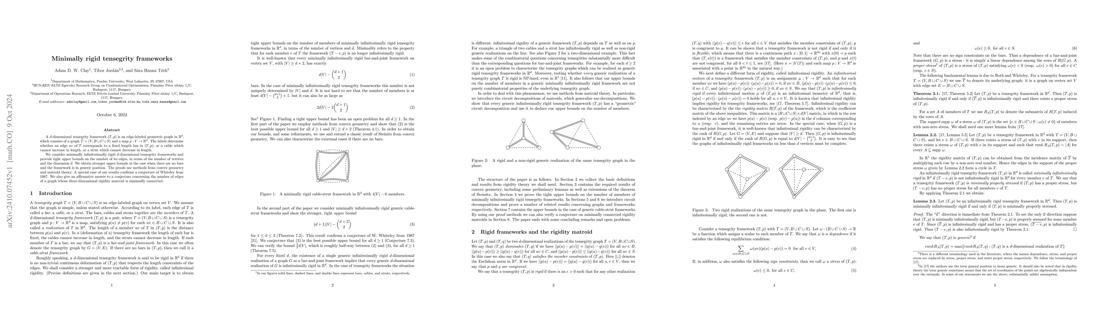 Thumbnail for Minimally rigid tensegrity frameworks