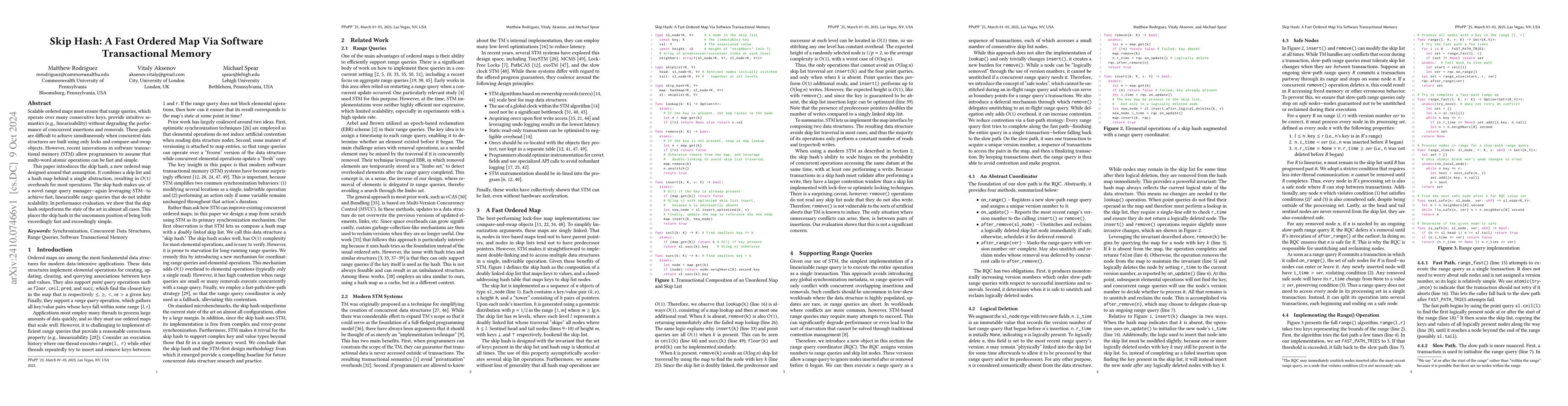 Thumbnail for Skip Hash: A Fast Ordered Map Via Software Transactional Memory