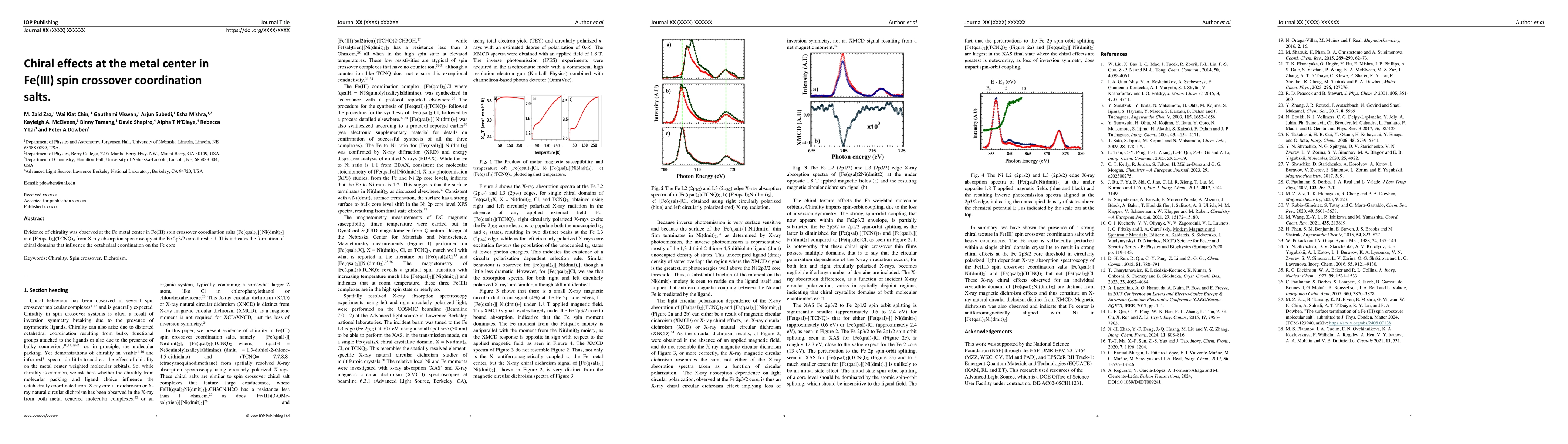 Thumbnail for Chiral effects at the metal center in Fe(III) spin crossover
  coordination salts