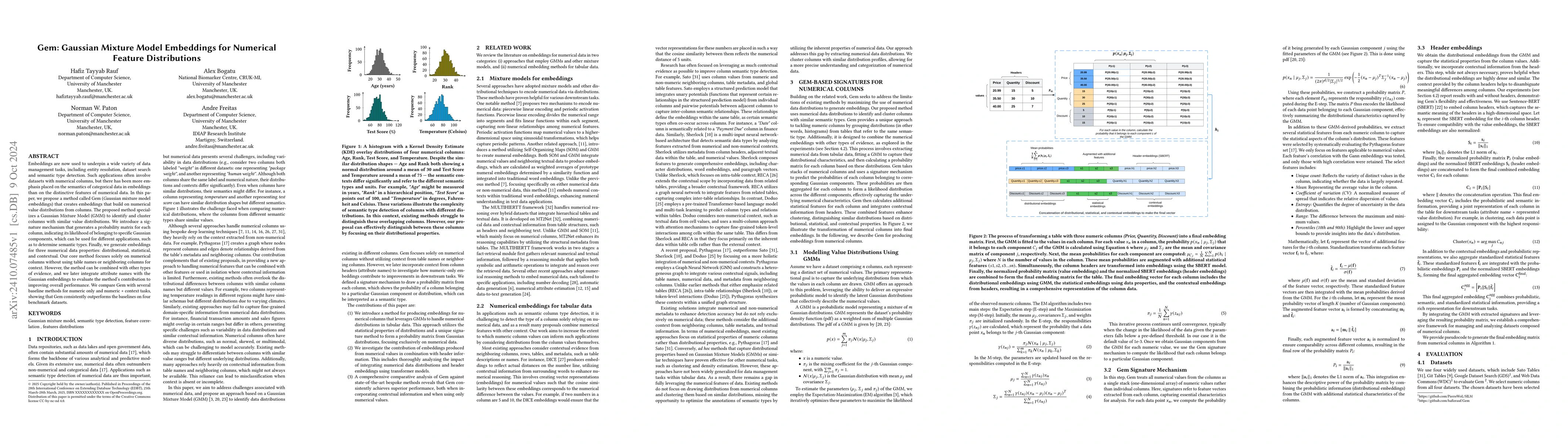 Thumbnail for Gem: Gaussian Mixture Model Embeddings for Numerical Feature
  Distributions