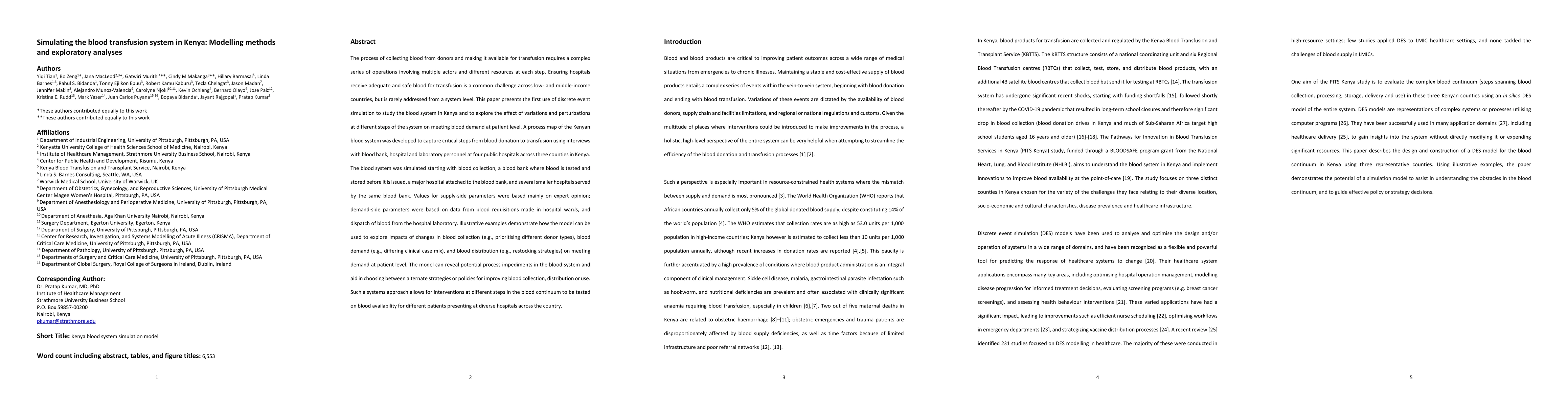Thumbnail for Simulating the blood transfusion system in Kenya: Modelling methods and
  exploratory analyses