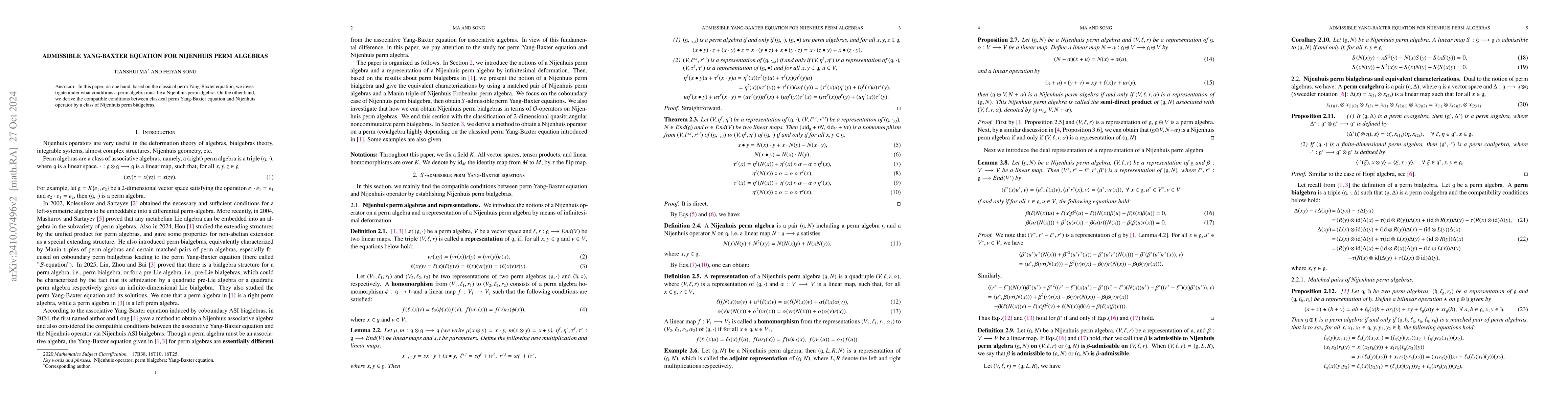Thumbnail for Admissible Yang-Baxter equation for Nijenhuis perm algebras