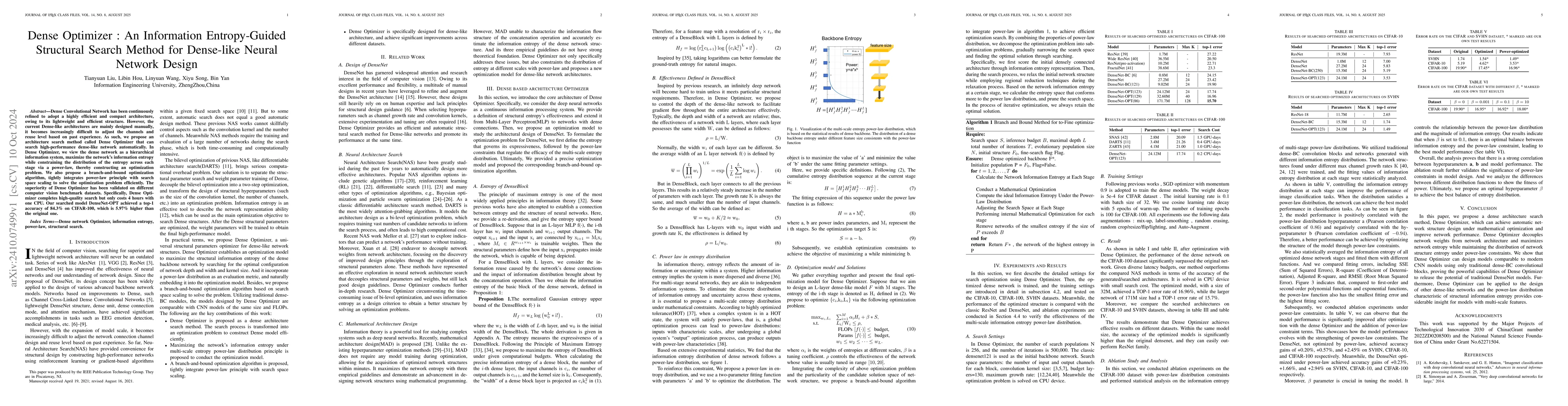 Thumbnail for Dense Optimizer : An Information Entropy-Guided Structural Search Method
  for Dense-like Neural Network Design
