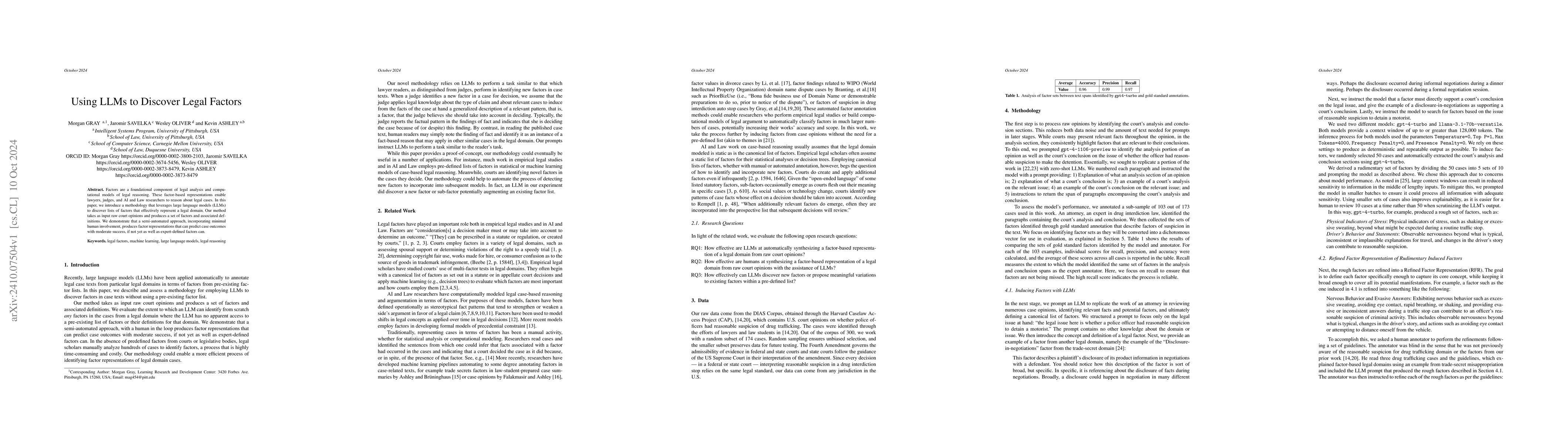 Thumbnail for Using LLMs to Discover Legal Factors