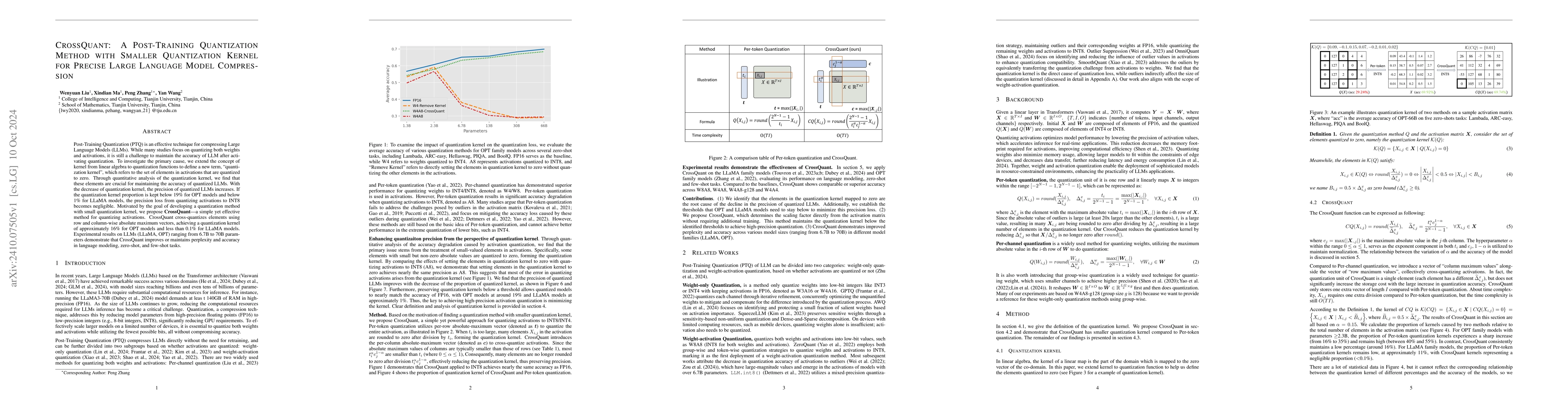 Thumbnail for CrossQuant: A Post-Training Quantization Method with Smaller
  Quantization Kernel for Precise Large Language Model Compression