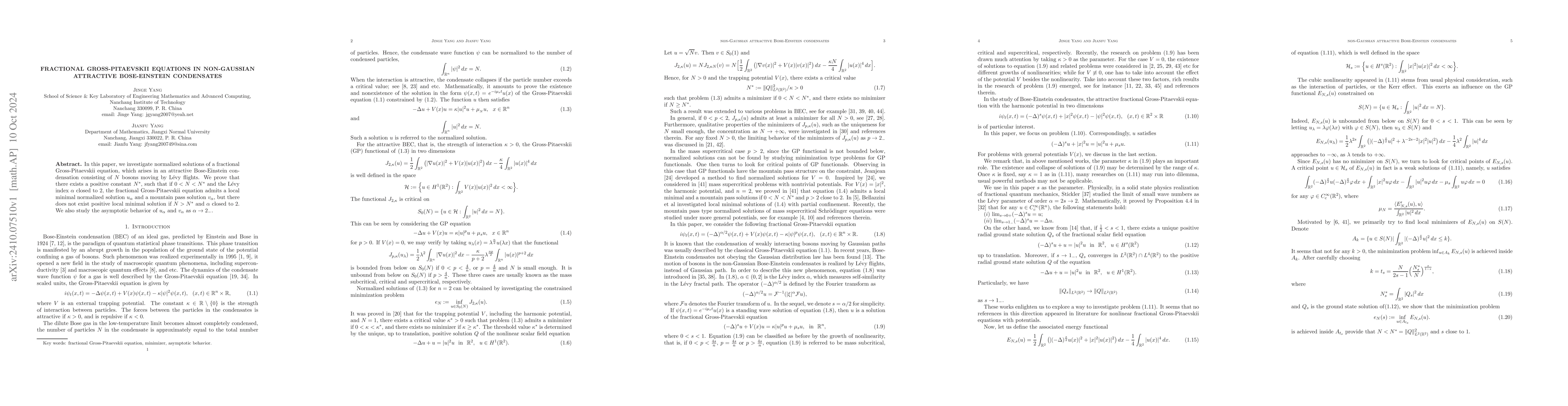Thumbnail for Fractional Gross-Pitaevskii equations in non-Gaussian attractive
  Bose-Einstein condensates
