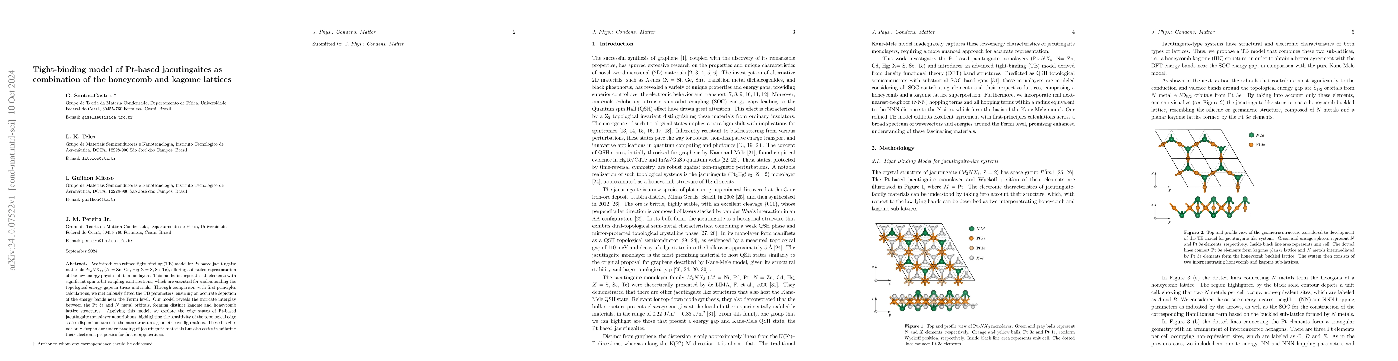 Thumbnail for Tight-binding model of Pt-based jacutingaites as combination of the
  honeycomb and kagome lattices