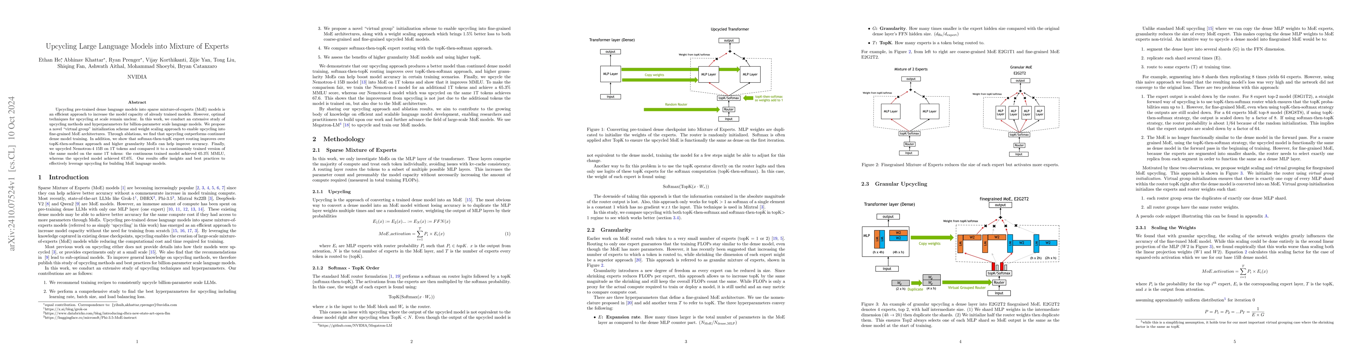 Thumbnail for Upcycling Large Language Models into Mixture of Experts