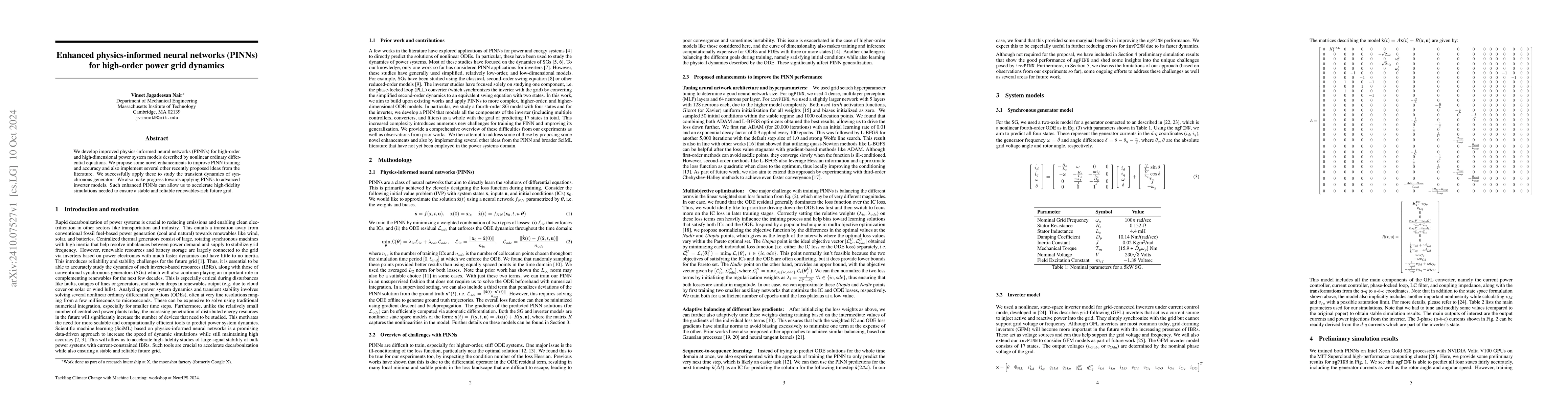 Thumbnail for Enhanced physics-informed neural networks (PINNs) for high-order power
  grid dynamics