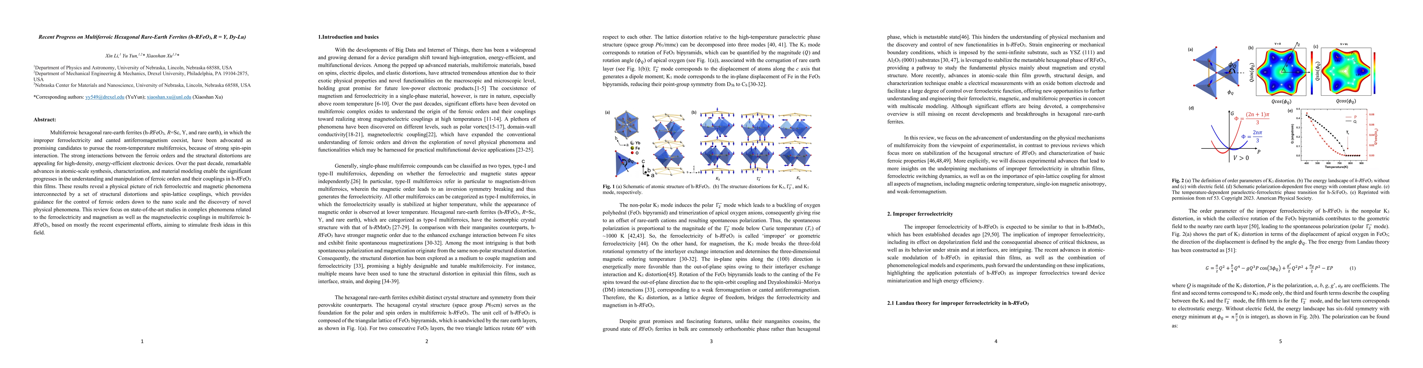 Thumbnail for Recent Progress on Multiferroic Hexagonal Rare-Earth Ferrites (h-RFeO3,
  R = Y,Dy-Lu)