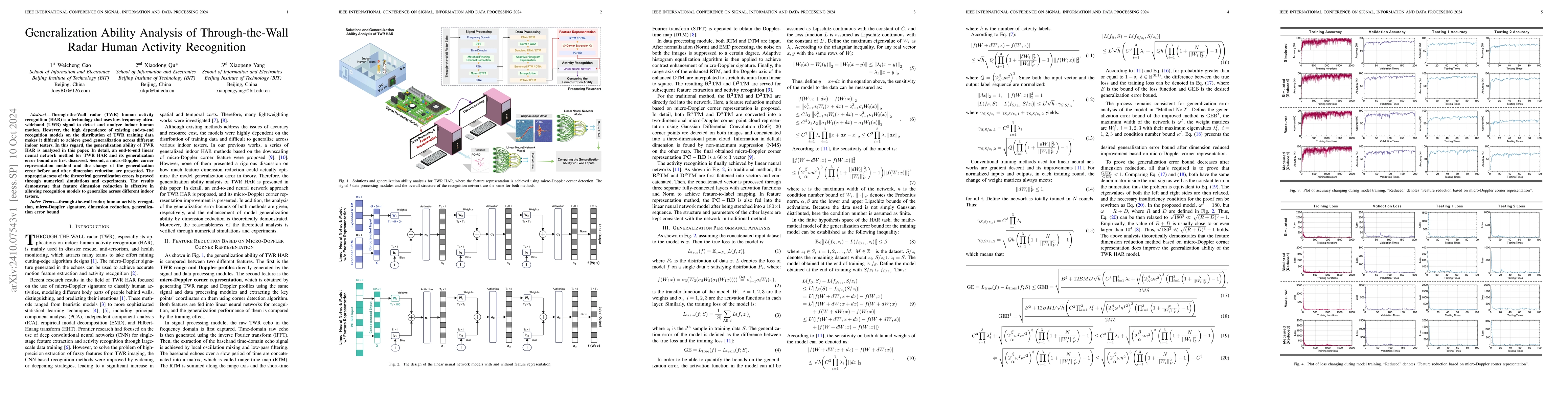 Thumbnail for Generalization Ability Analysis of Through-the-Wall Radar Human Activity
  Recognition