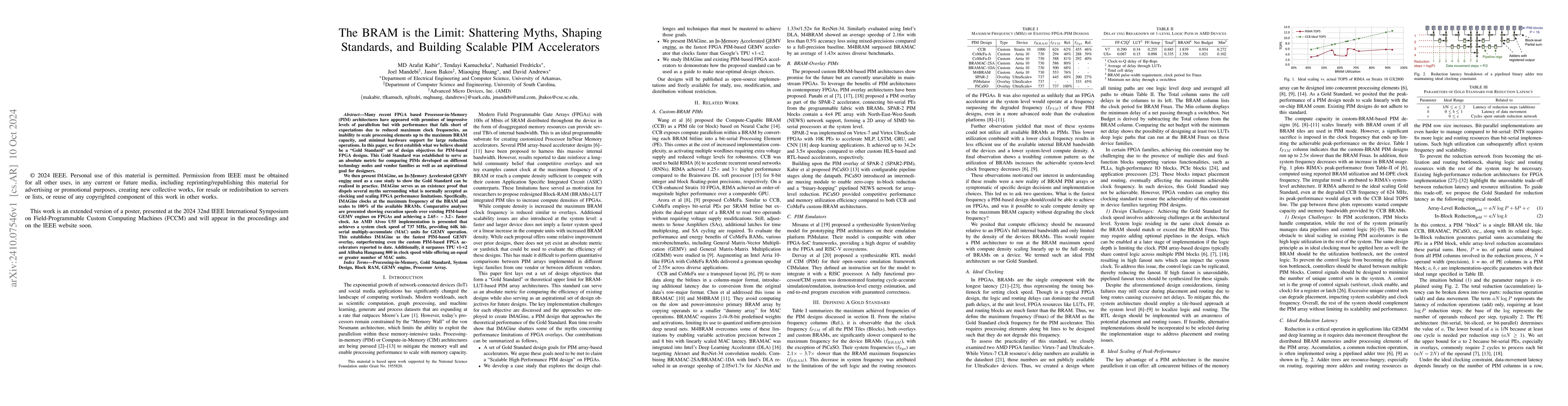 Thumbnail for The BRAM is the Limit: Shattering Myths, Shaping Standards, and Building
  Scalable PIM Accelerators