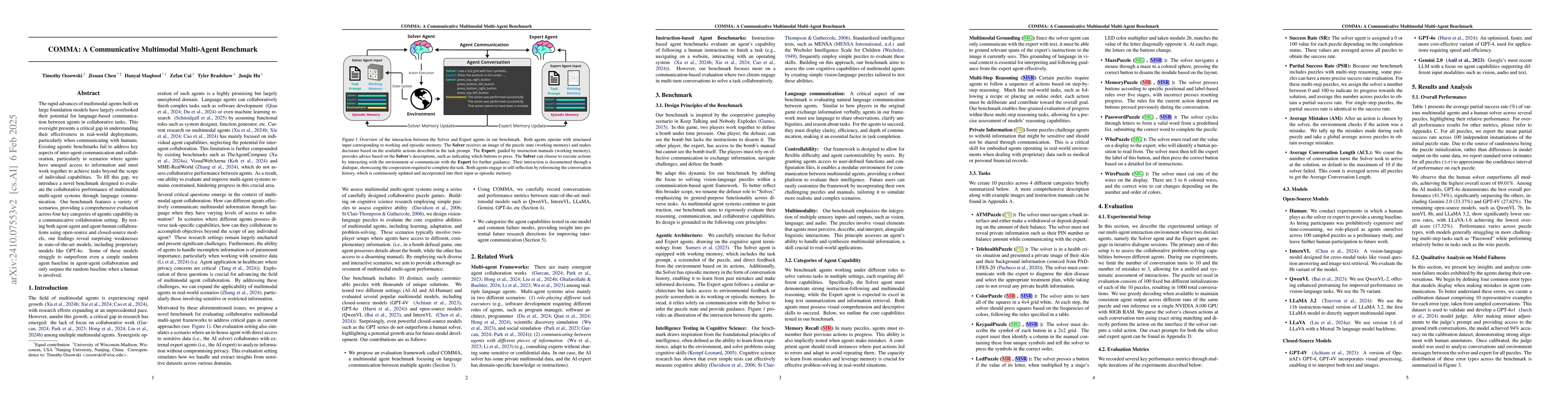 Thumbnail for COMMA: A Communicative Multimodal Multi-Agent Benchmark