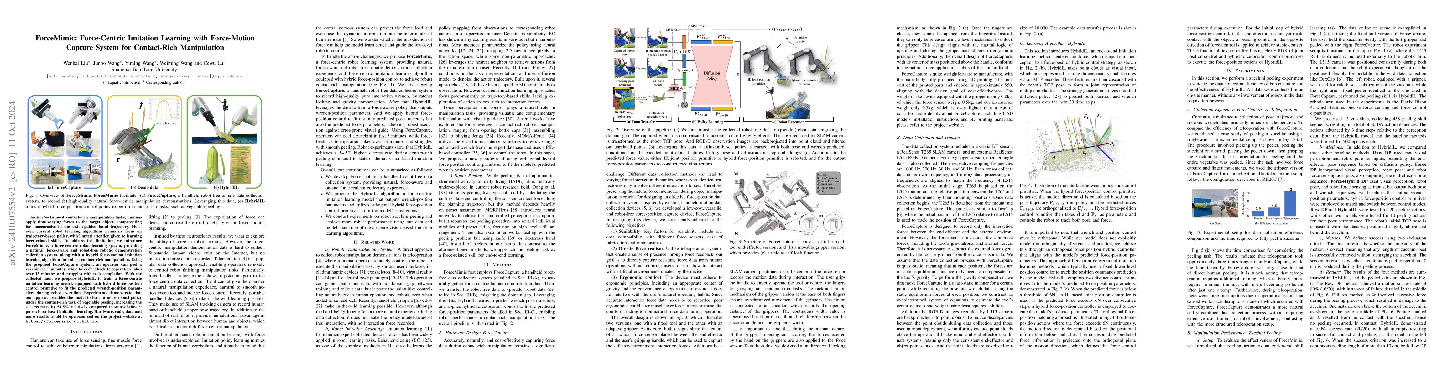 Thumbnail for ForceMimic: Force-Centric Imitation Learning with Force-Motion Capture
  System for Contact-Rich Manipulation