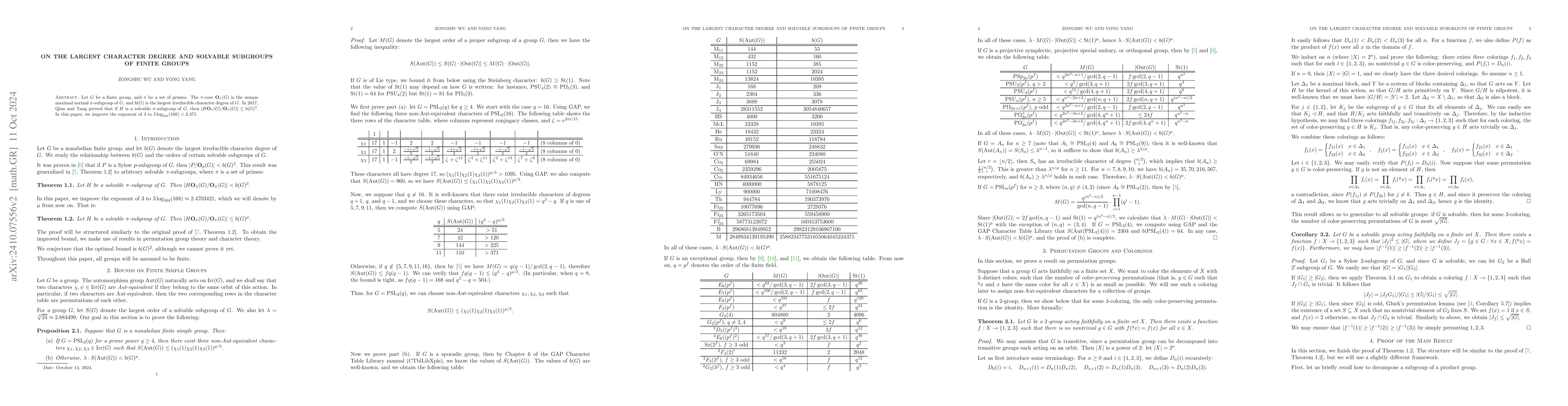 Thumbnail for On The Largest Character Degree And Solvable Subgroups Of Finite Groups