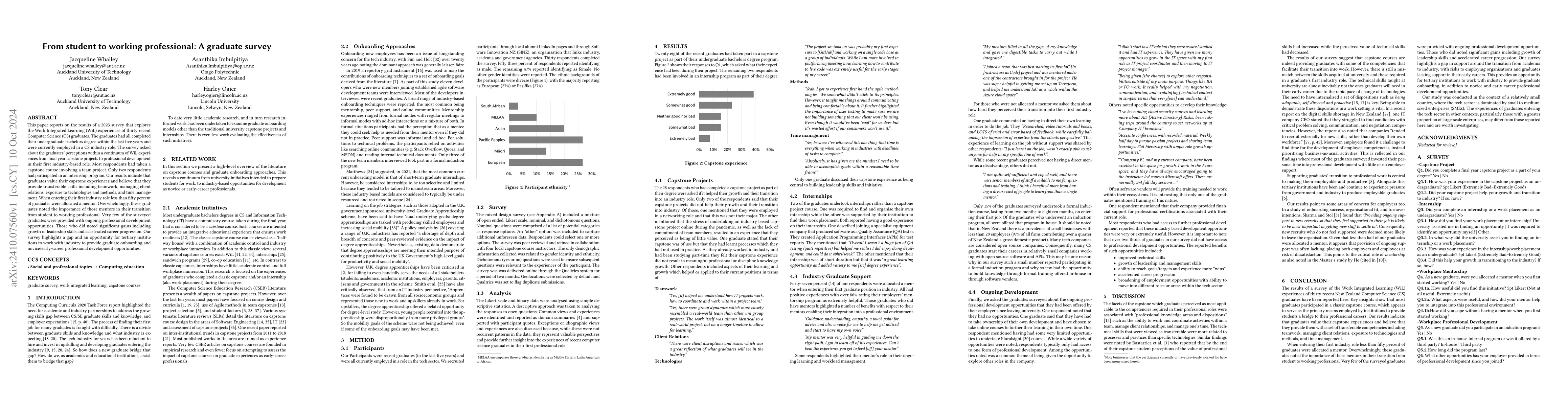 Thumbnail for From student to working professional: A graduate survey