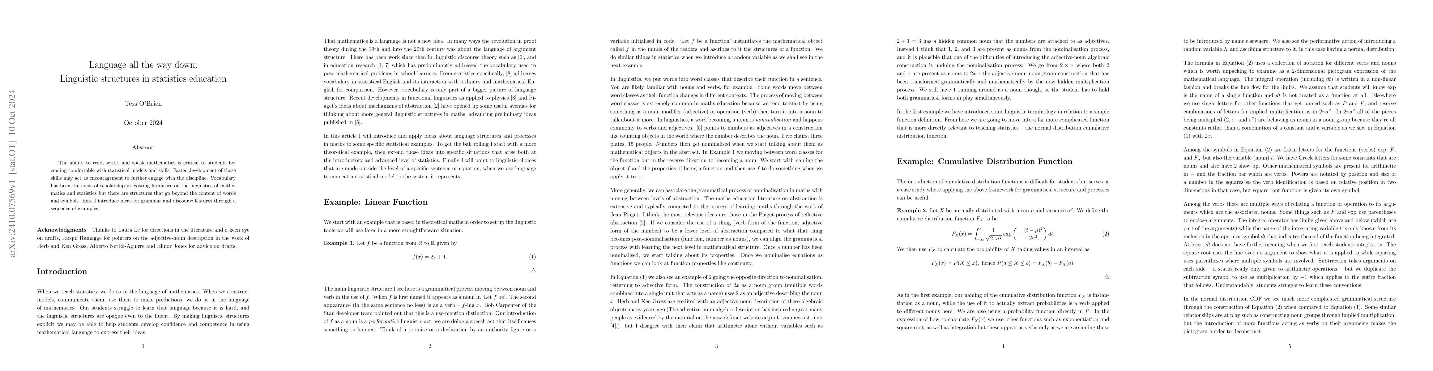 Thumbnail for Language all the way down: Linguistic structures in statistics education