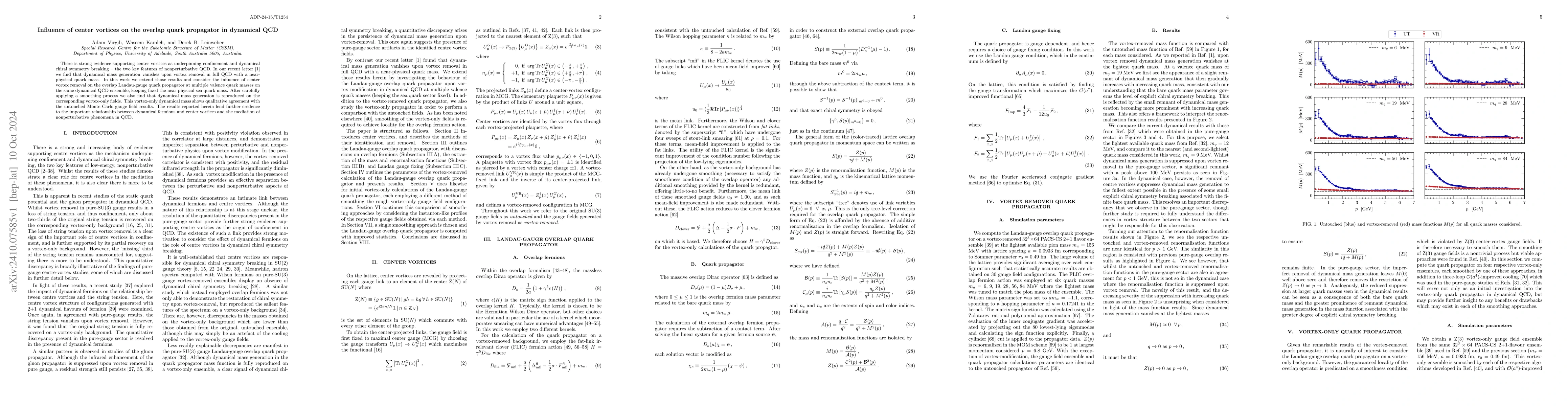 Thumbnail for Influence of center vortices on the overlap quark propagator in
  dynamical QCD