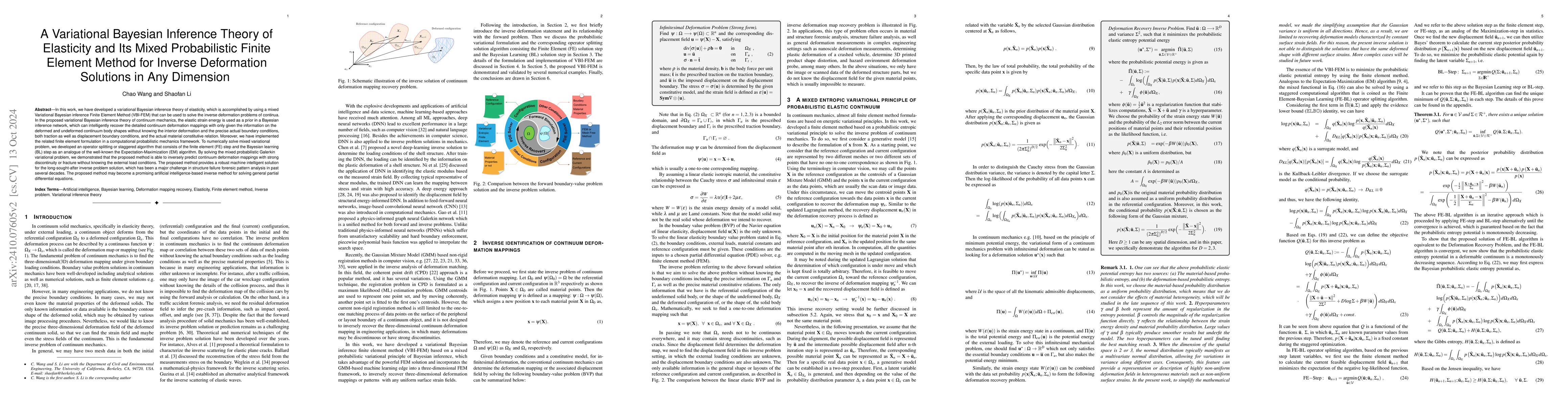 Thumbnail for A Variational Bayesian Inference Theory of Elasticity and Its Mixed
  Probabilistic Finite Element Method for Inverse Deformation Solutions in Any
  Dimension
