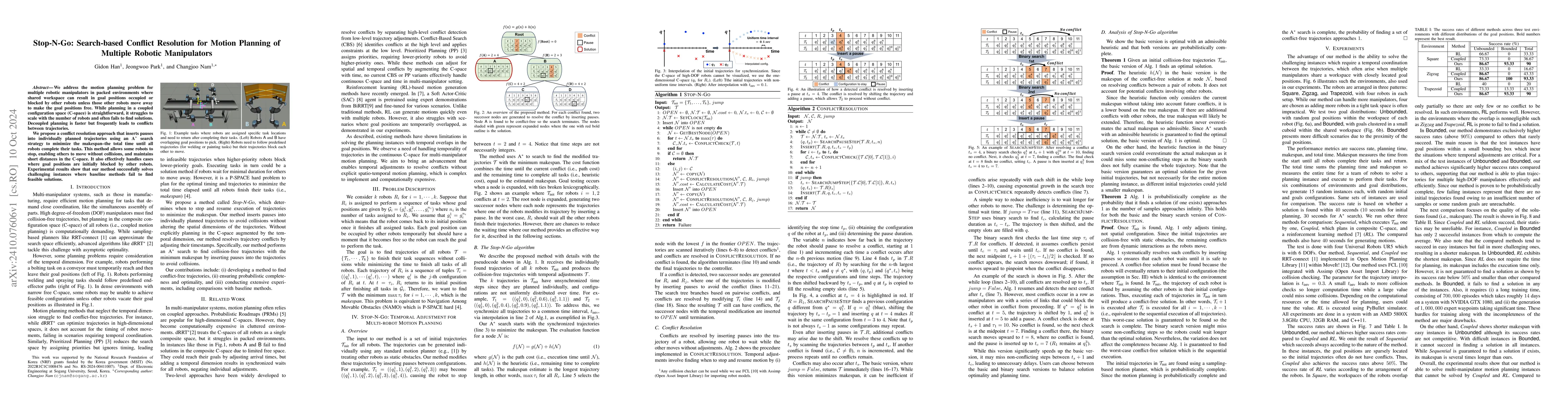Thumbnail for Stop-N-Go: Search-based Conflict Resolution for Motion Planning of
  Multiple Robotic Manipulators