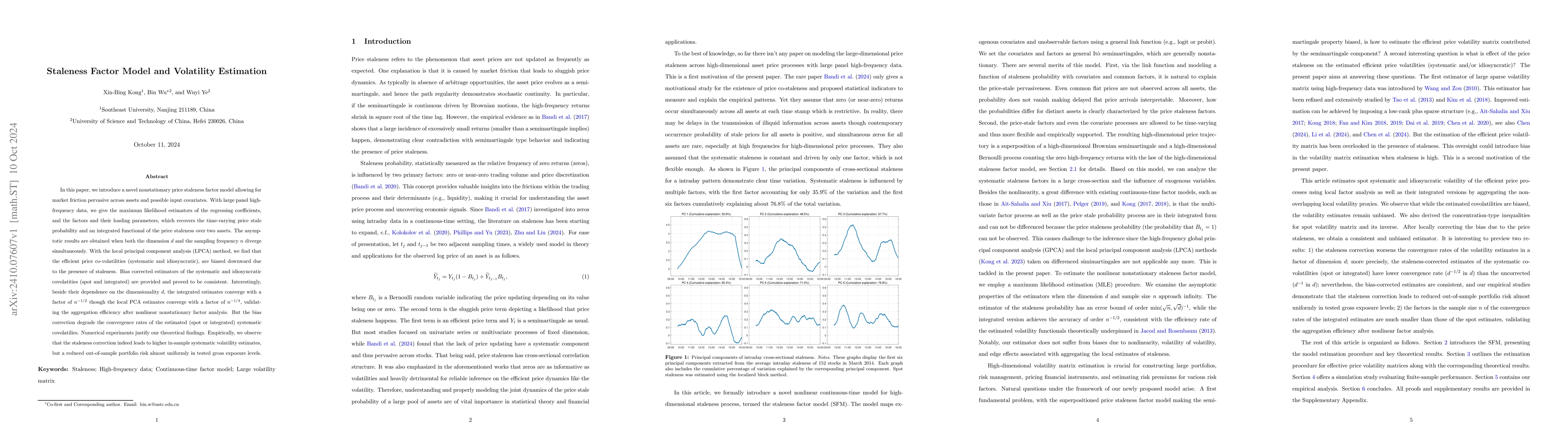 Thumbnail for Staleness Factor Model and Volatility Estimation