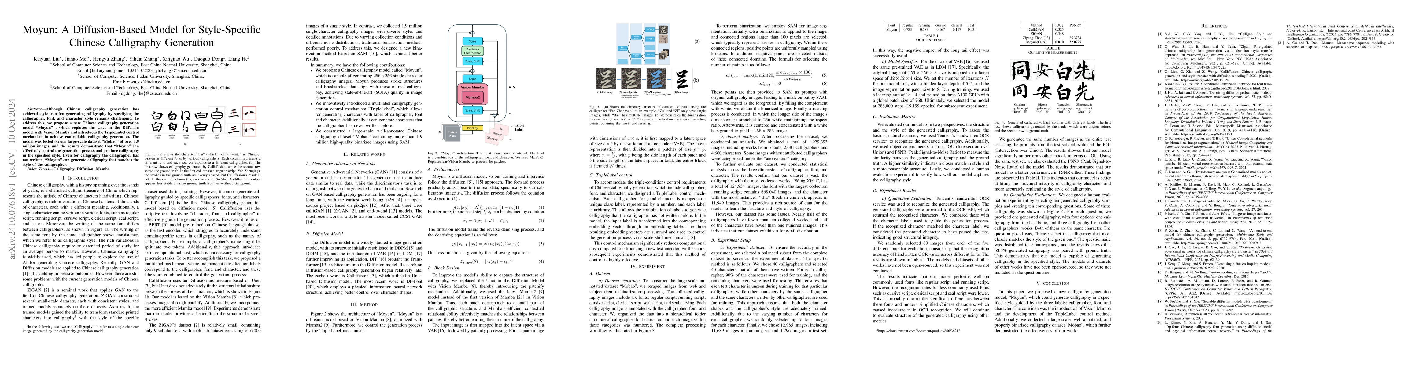 Thumbnail for Moyun: A Diffusion-Based Model for Style-Specific Chinese Calligraphy
  Generation