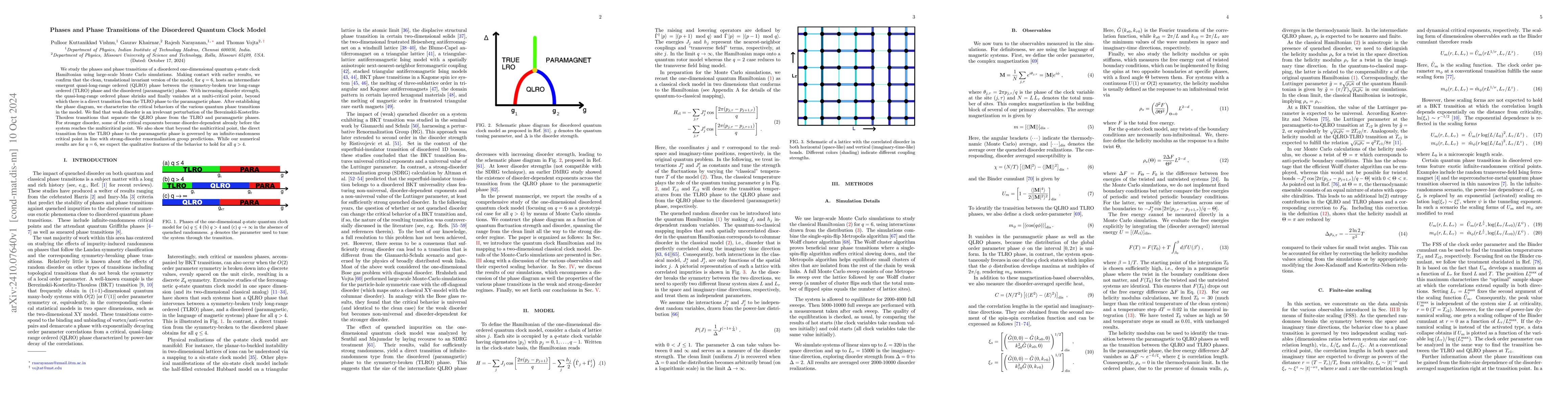 Thumbnail for Phases and Phase Transitions of the Disordered Quantum Clock Model