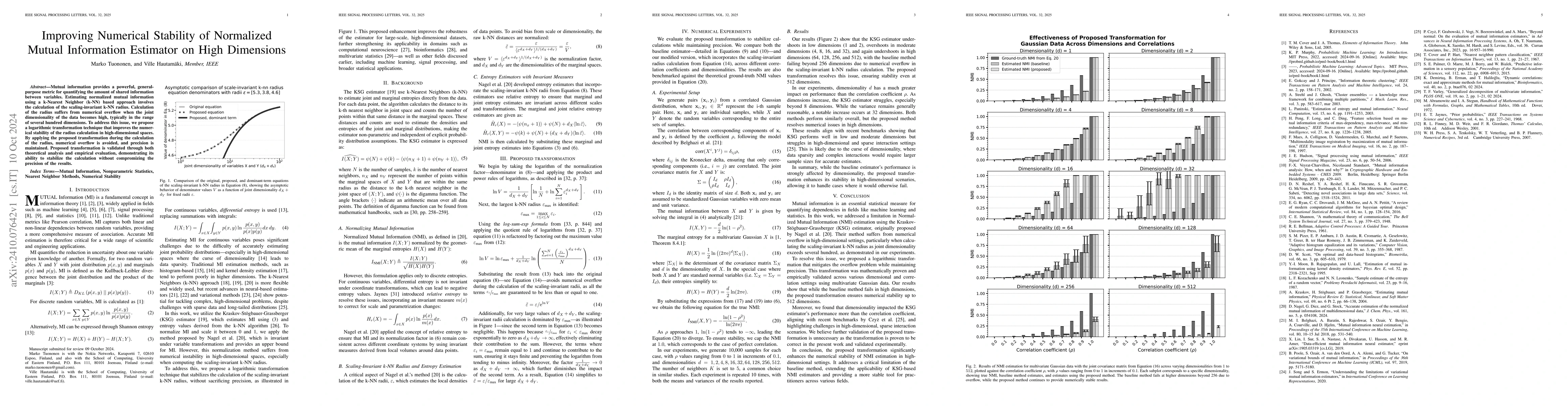 Thumbnail for Improving Numerical Stability of Normalized Mutual Information Estimator
  on High Dimensions