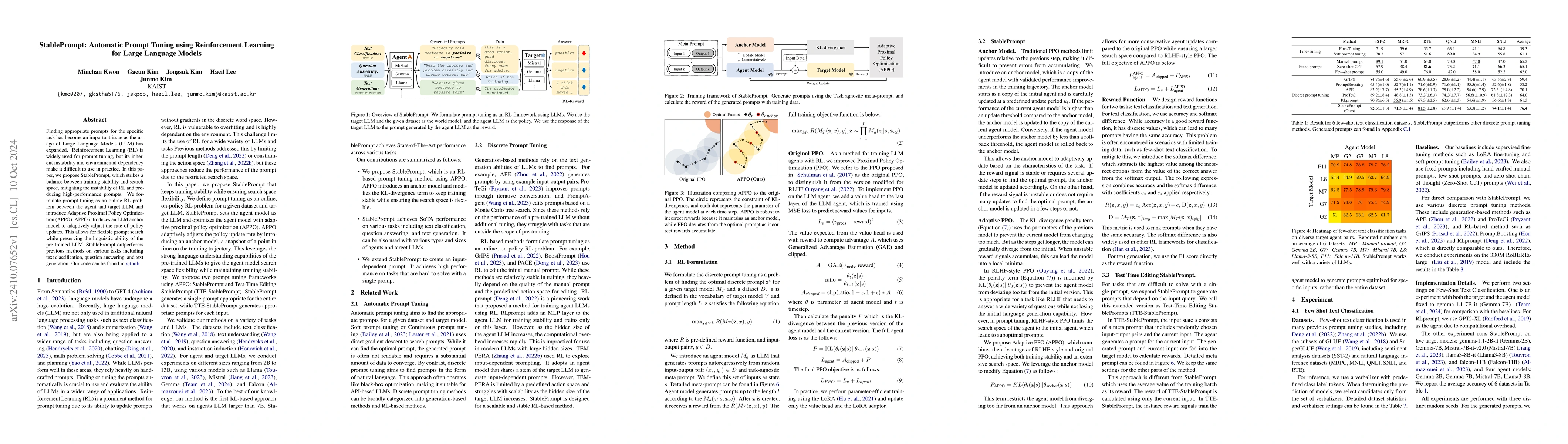 Thumbnail for StablePrompt: Automatic Prompt Tuning using Reinforcement Learning for
  Large Language Models