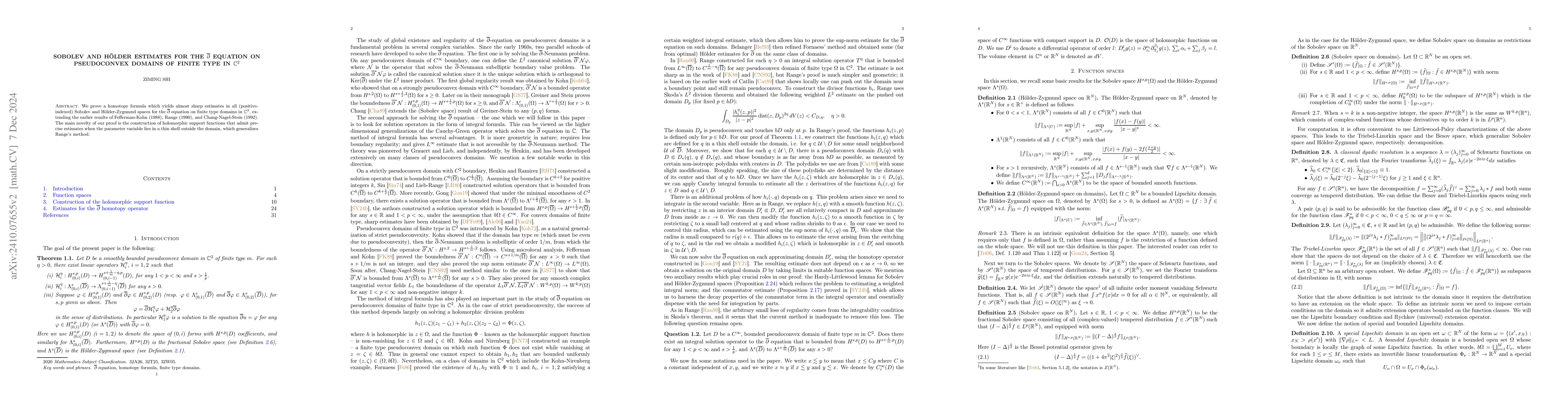 Thumbnail for Sobolev and Hölder estimates for the $\overline \partial$ equation on
  pseudoconvex domains of finite type in $\mathbb C^2$