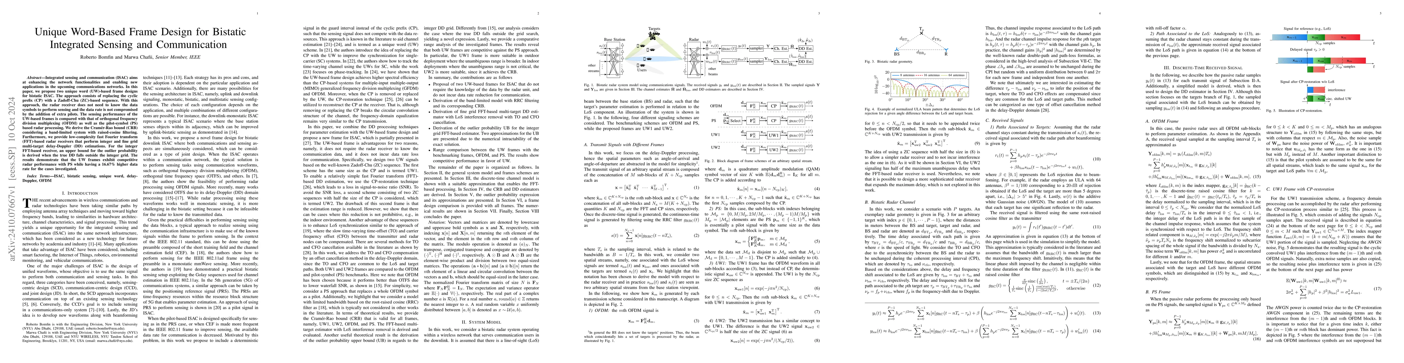 Thumbnail for Unique Word-Based Frame Design for Bistatic Integrated Sensing and
  Communication