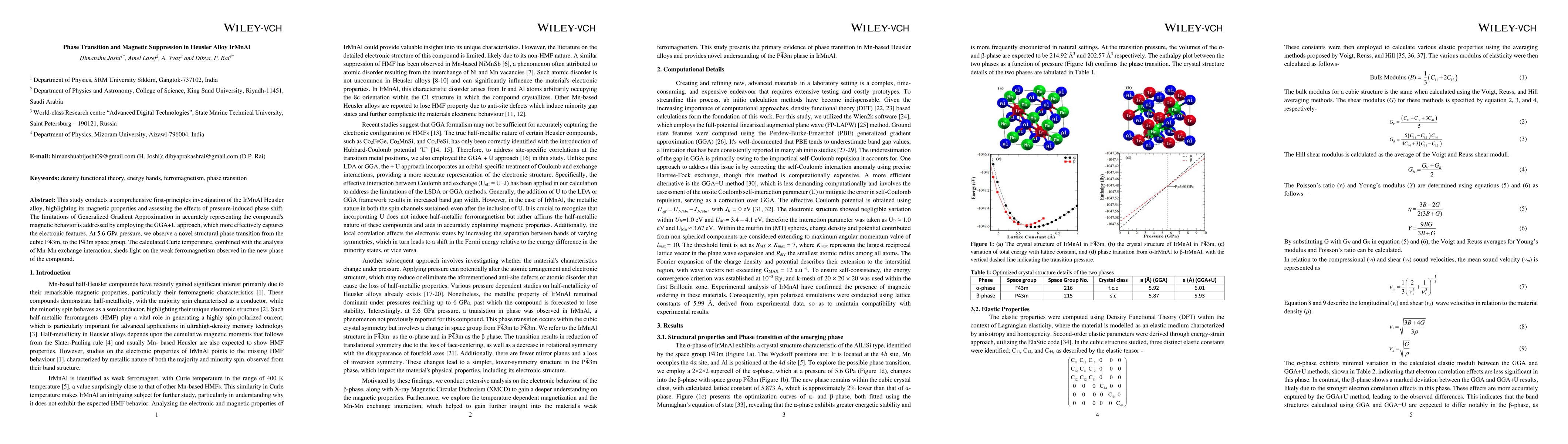 Thumbnail for Phase Transition and Magnetic Suppression in Heusler Alloy IrMnAl