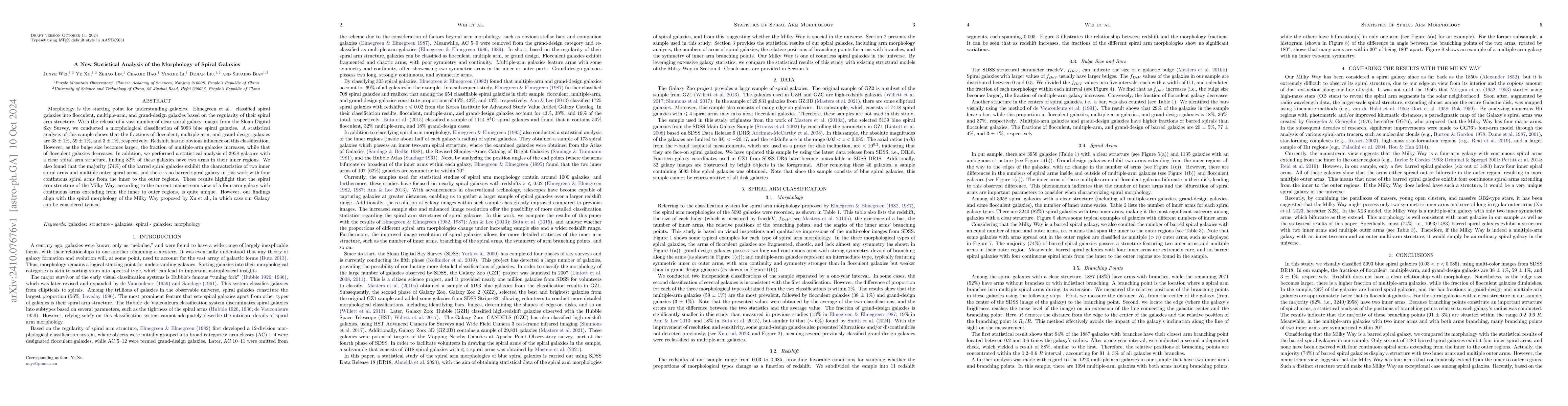 Thumbnail for A New Statistical Analysis of the Morphology of Spiral Galaxies