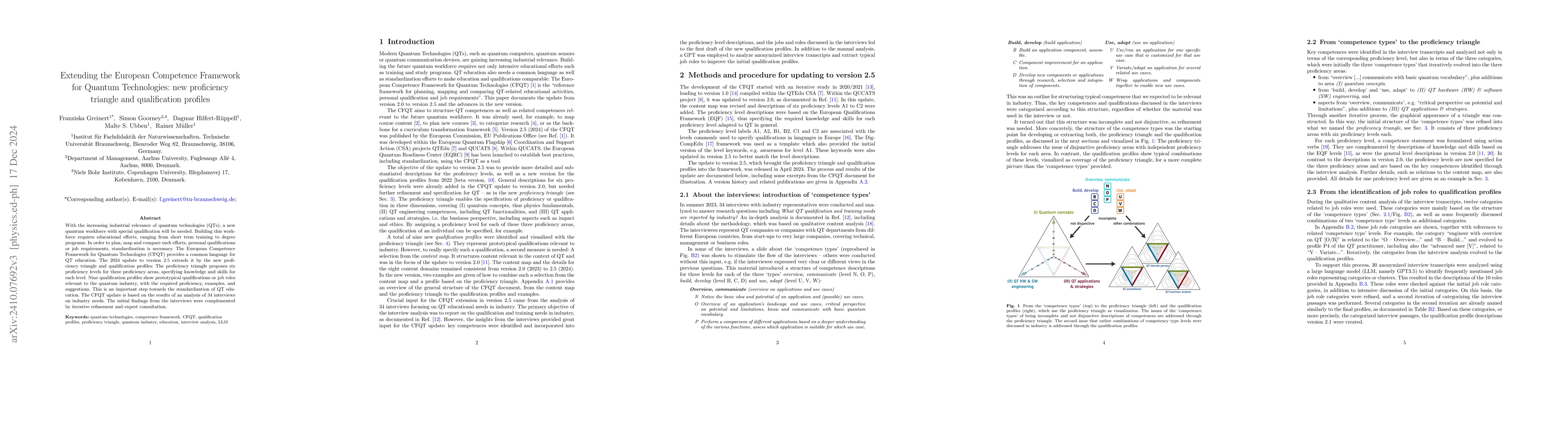 Thumbnail for Extending the European Competence Framework for Quantum Technologies:
  new proficiency triangle and qualification profiles