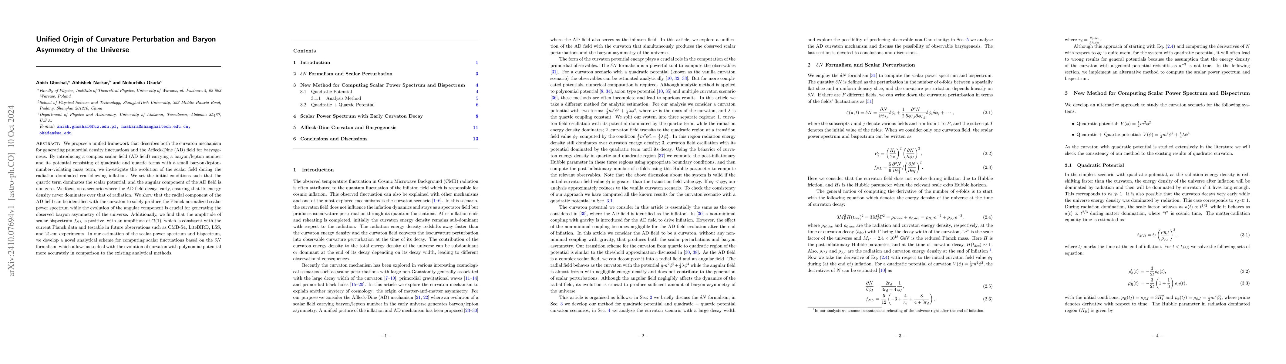 Thumbnail for Unified Origin of Curvature Perturbation and Baryon Asymmetry of the
  Universe