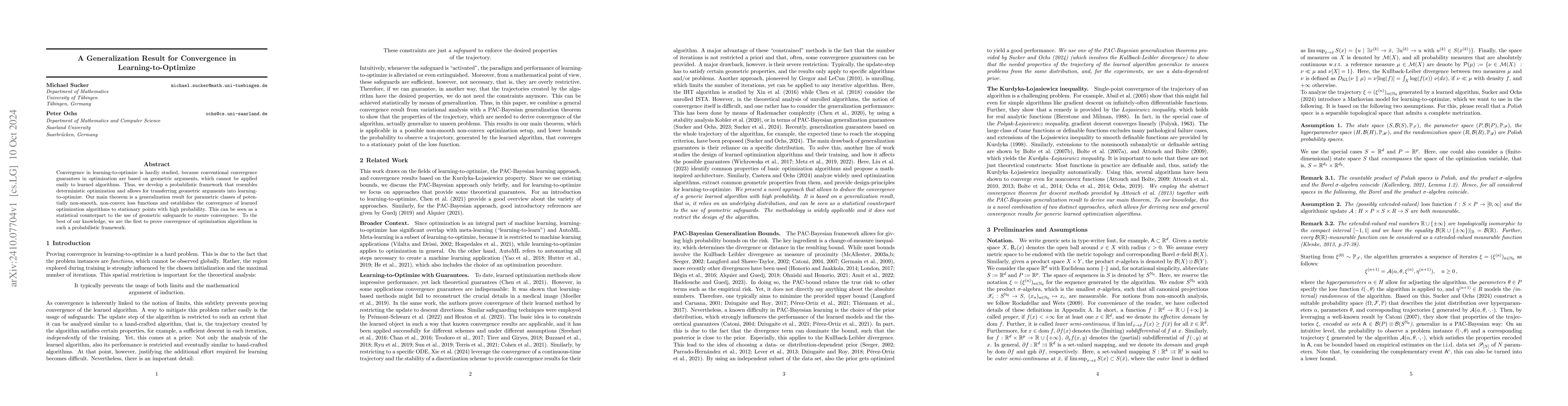 Thumbnail for A Generalization Result for Convergence in Learning-to-Optimize