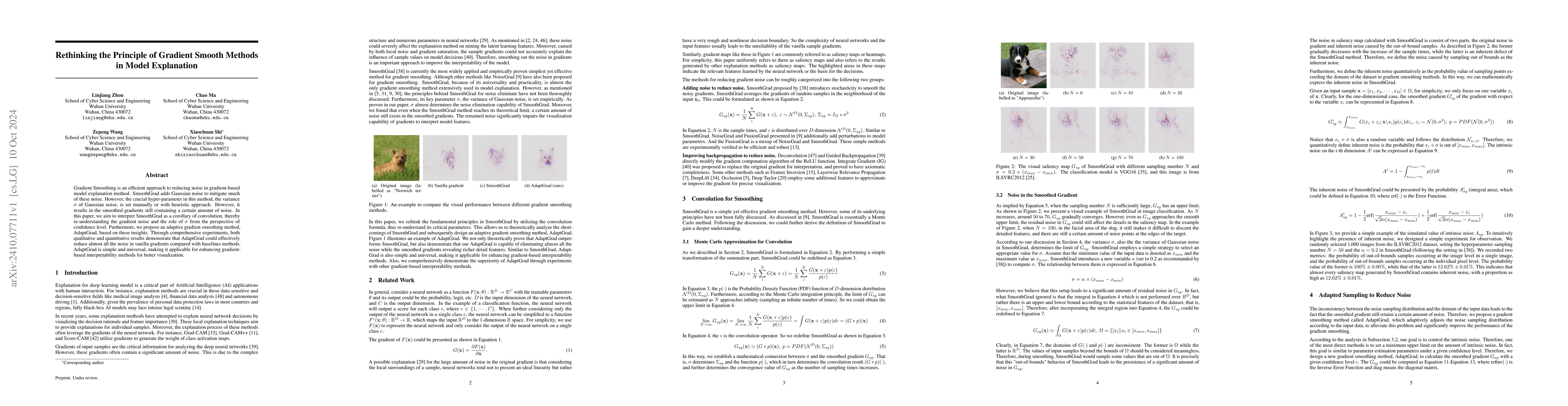 Thumbnail for Rethinking the Principle of Gradient Smooth Methods in Model Explanation