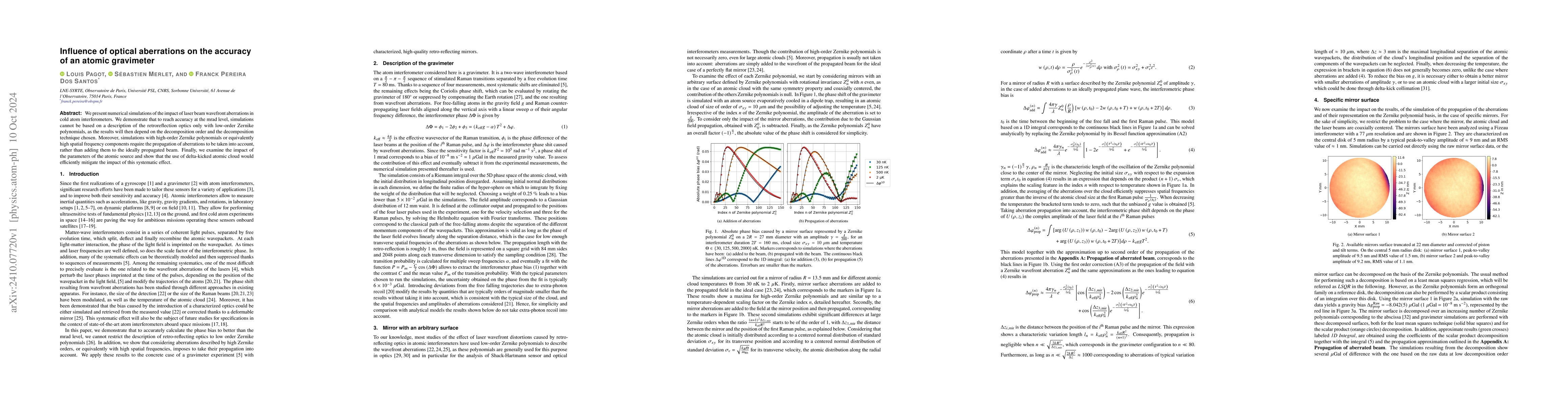 Thumbnail for Influence of optical aberrations on the accuracy of an atomic gravimeter