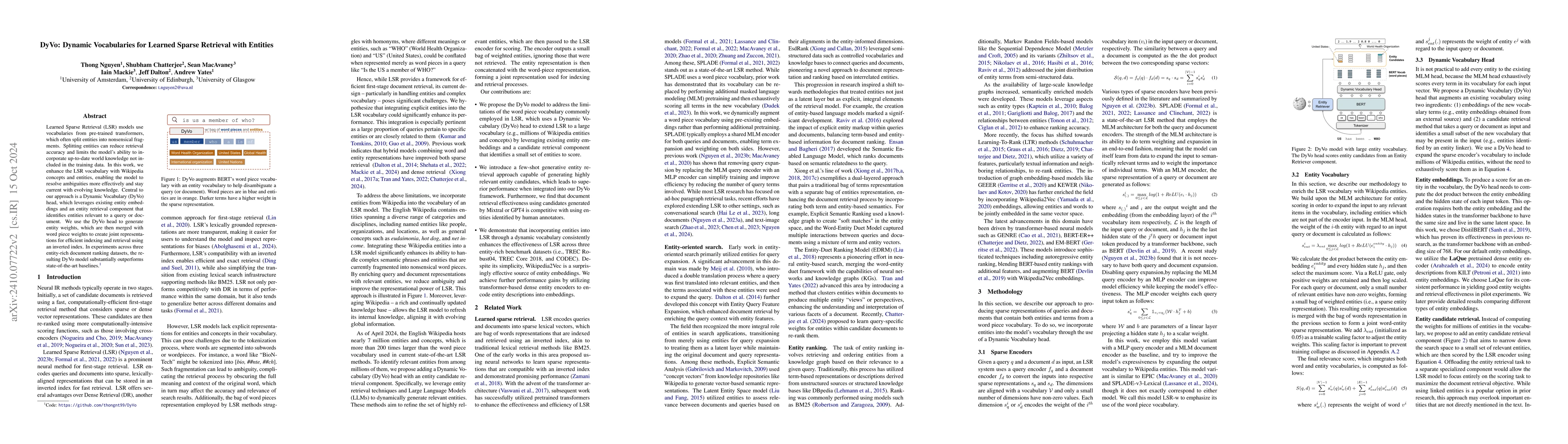 Thumbnail for DyVo: Dynamic Vocabularies for Learned Sparse Retrieval with Entities