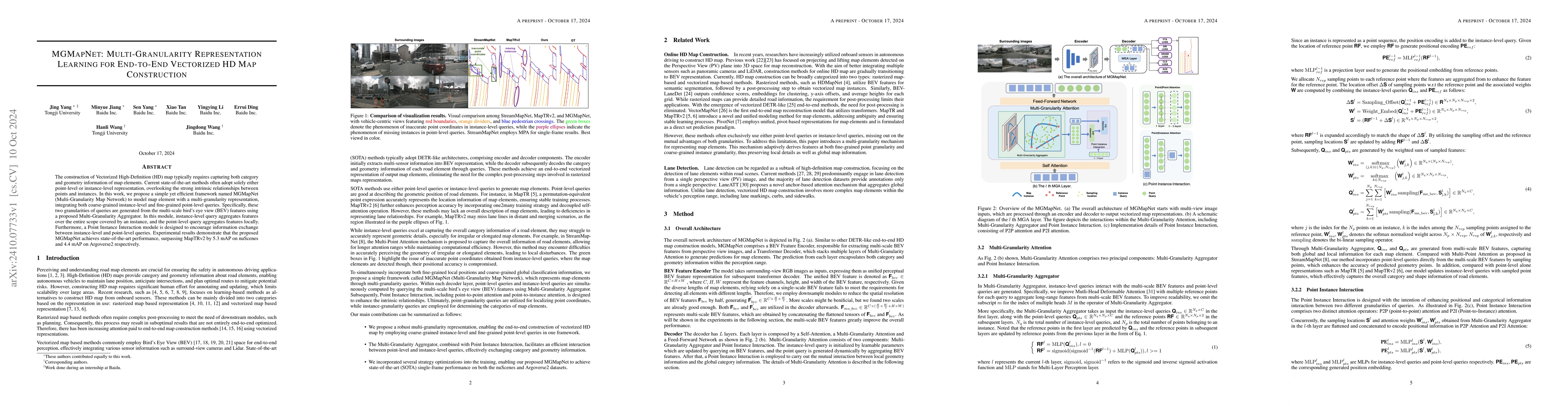 Thumbnail for MGMapNet: Multi-Granularity Representation Learning for End-to-End
  Vectorized HD Map Construction