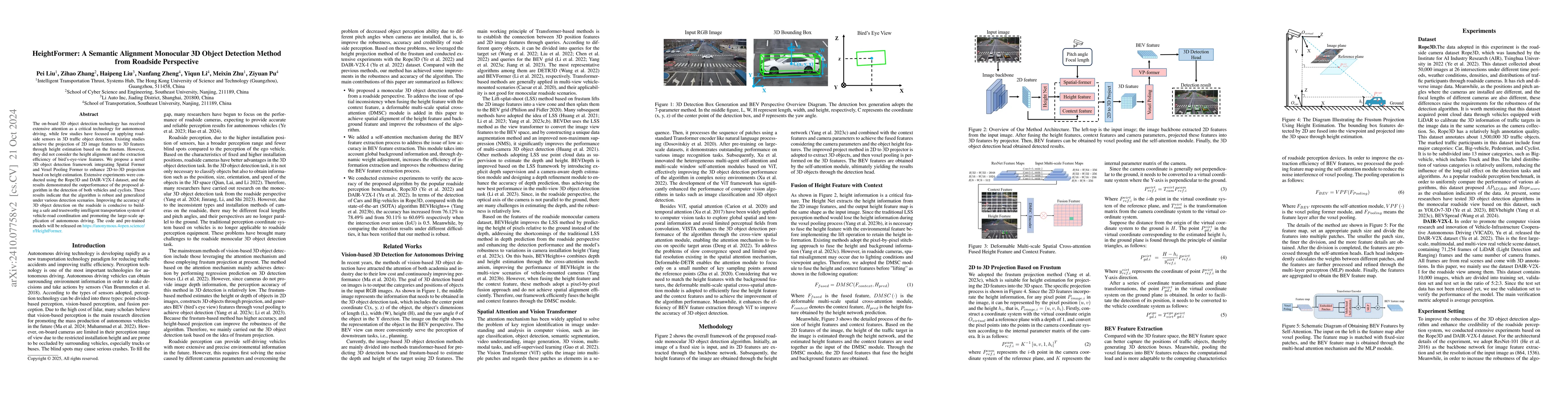 Thumbnail for HeightFormer: A Semantic Alignment Monocular 3D Object Detection Method
  from Roadside Perspective