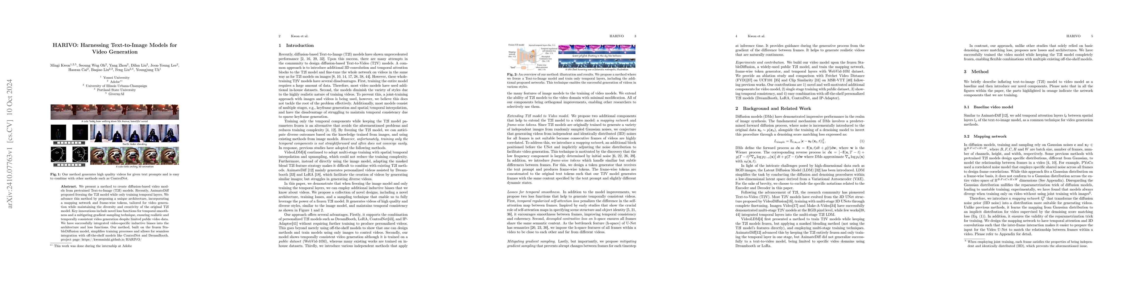 Thumbnail for HARIVO: Harnessing Text-to-Image Models for Video Generation