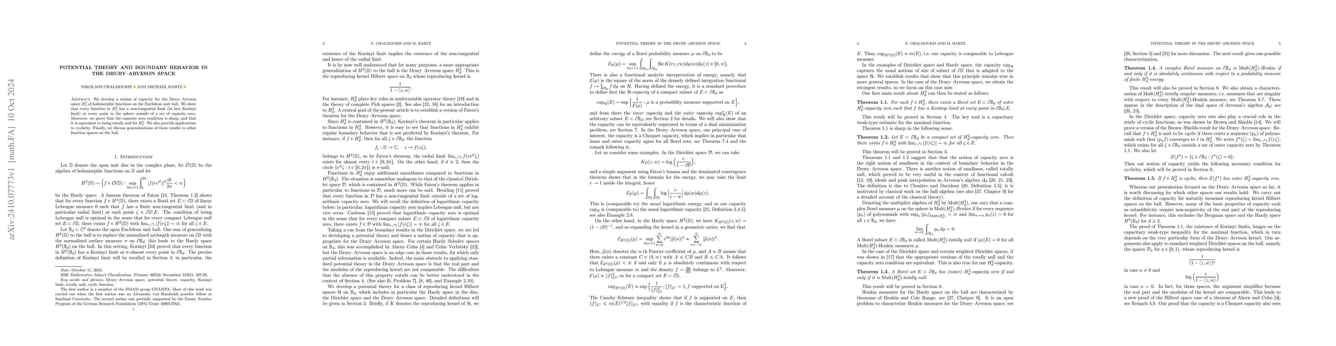 Thumbnail for Potential theory and boundary behavior in the Drury-Arveson space