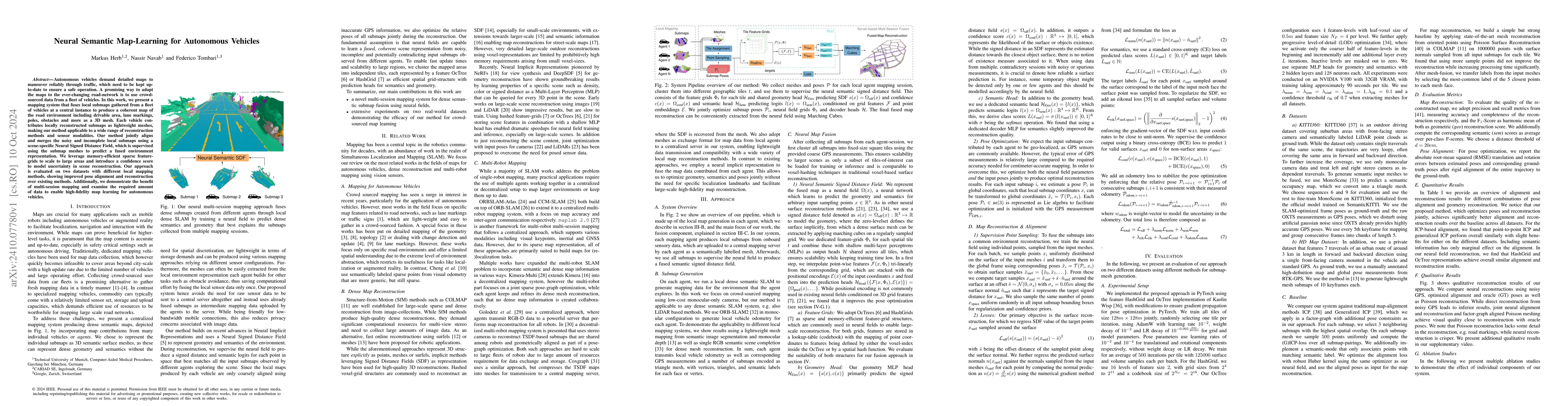 Thumbnail for Neural Semantic Map-Learning for Autonomous Vehicles
