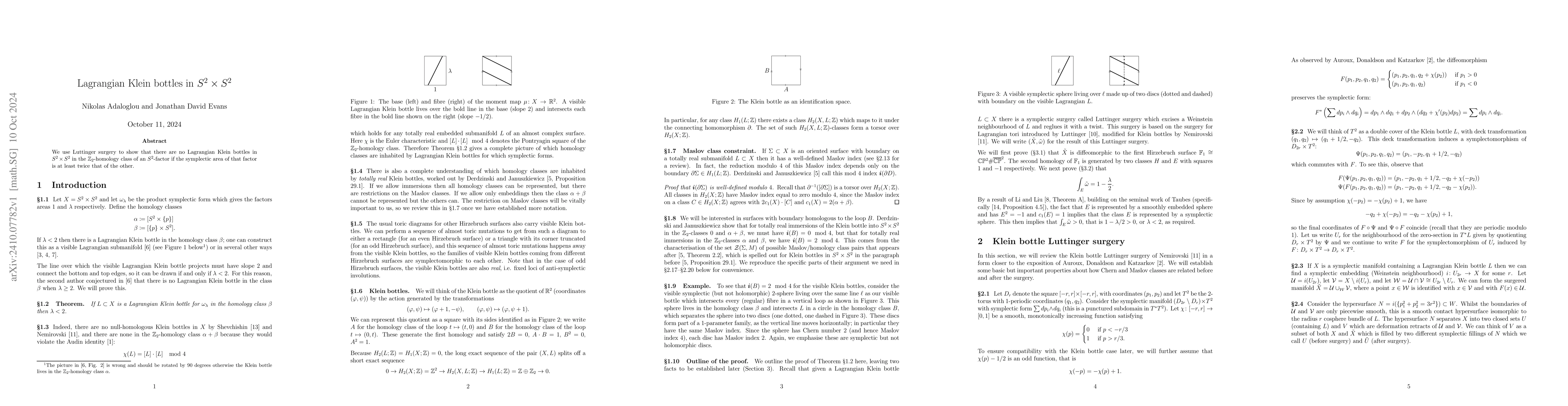Thumbnail for Lagrangian Klein bottles in $S^2 \times S^2$